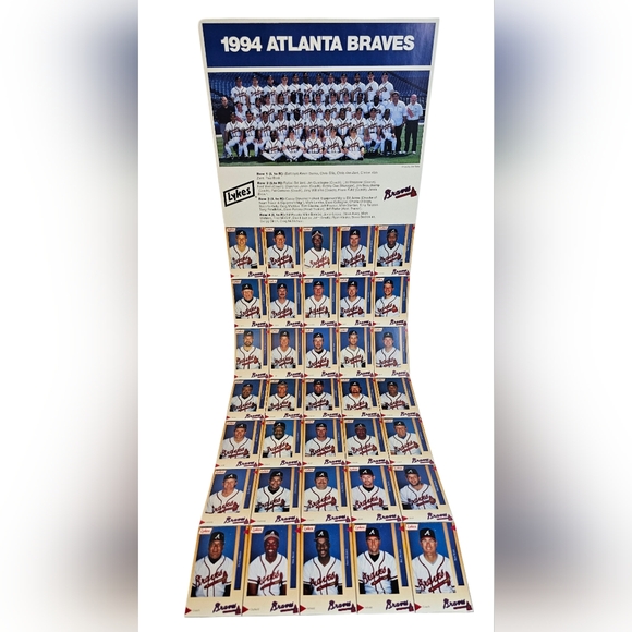 Atlanta Braves 1994 Lykes Team Picture & 35 Card Set Non-Perforated Uncut Sheet
